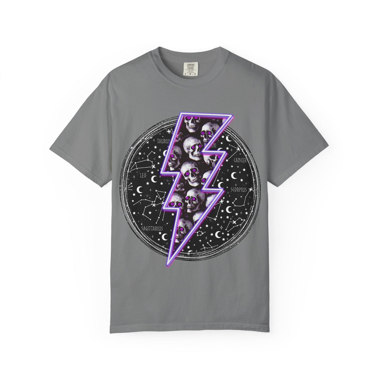Skull Lightning Bolt T-Shirt | Neon Purple Skull Bolt Tee