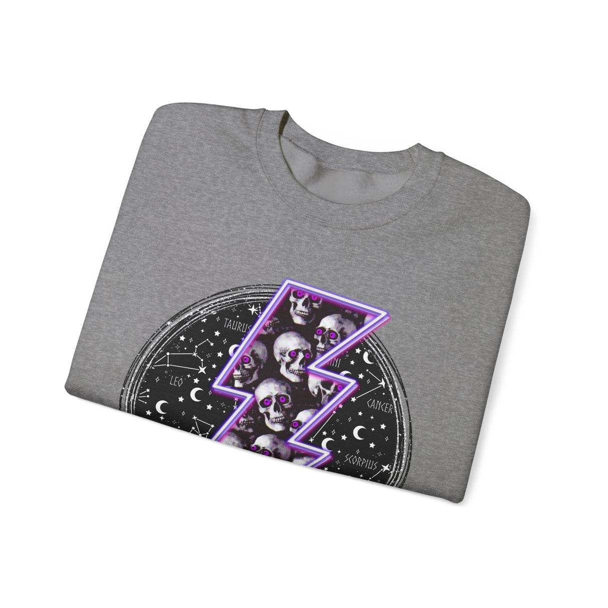 Skull Lightning Bolt Sweatshirt | Gothic Neon Skull Crewneck