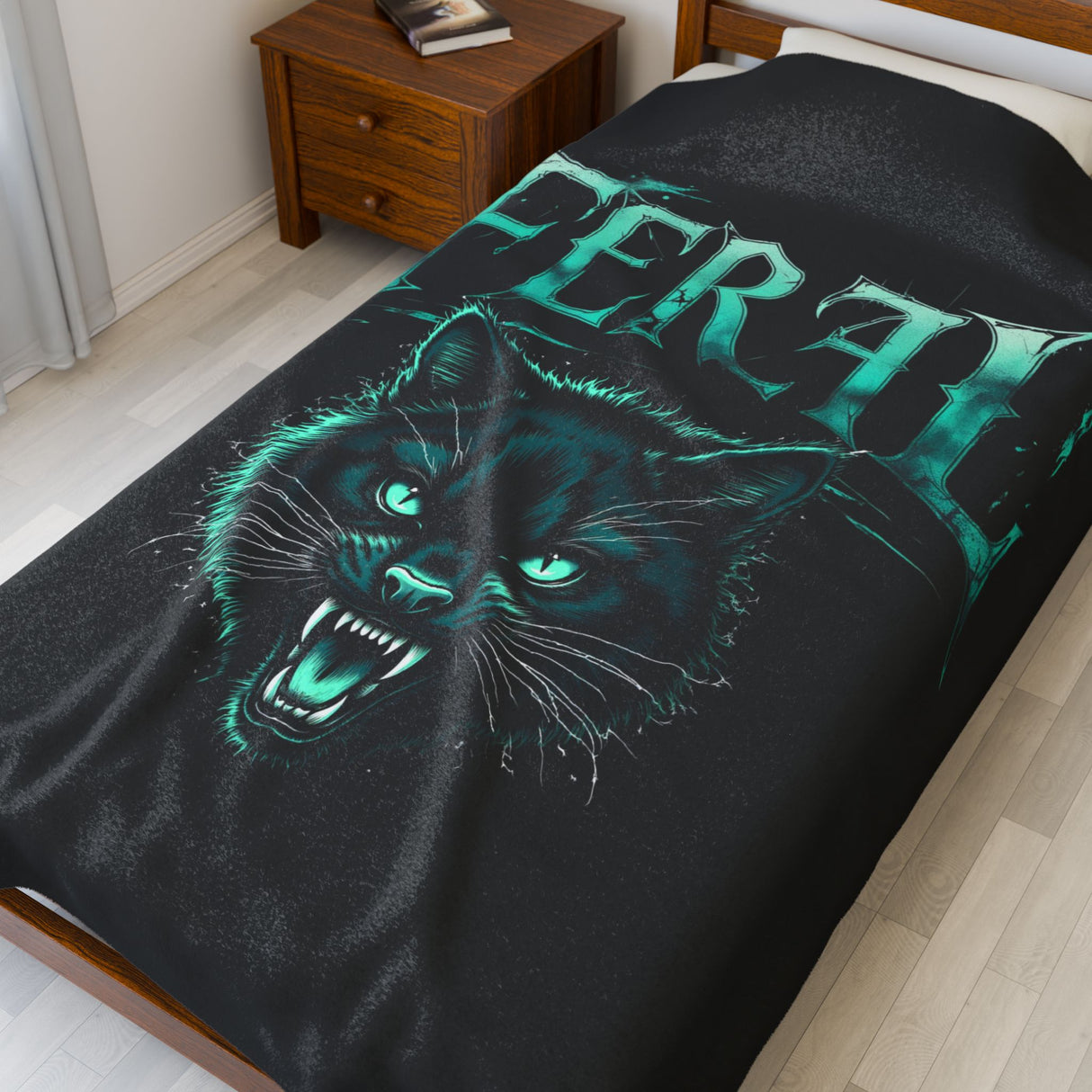 Feral (Black Cat) Velveteen Blanket