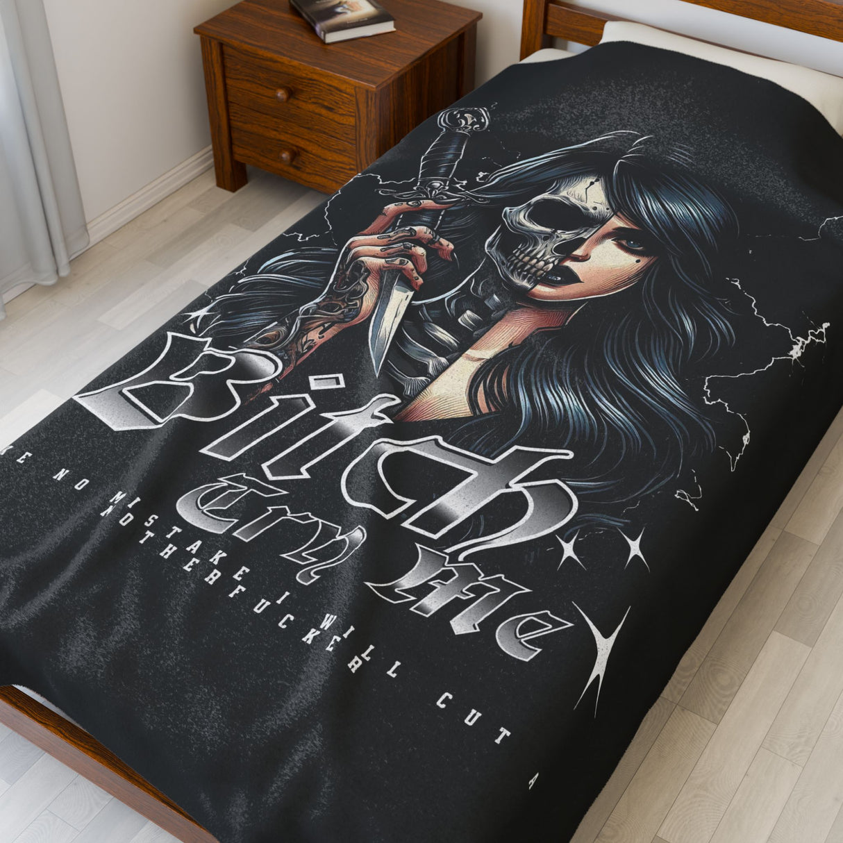 Bitch Try Me - Velveteen Plush Blanket - Cozy Decorative Throw for Home