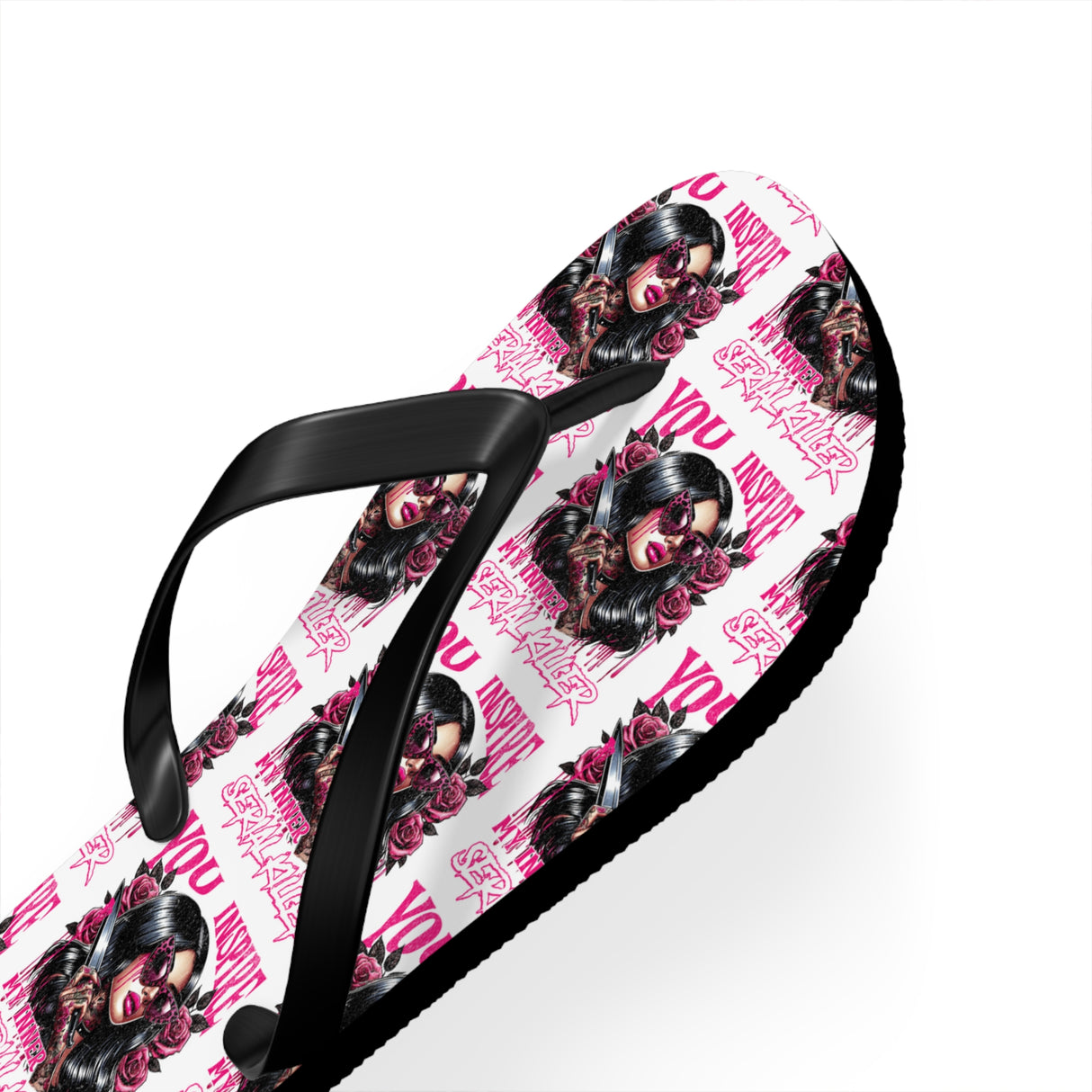 Bold Graphic Flip Flops - 'You Are a Serial Killer' Design