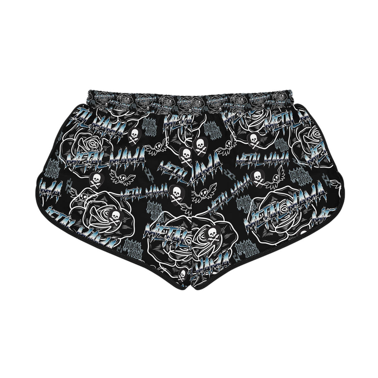Women's Relaxed Skull Print Shorts - Metal Mama Goth Inspired