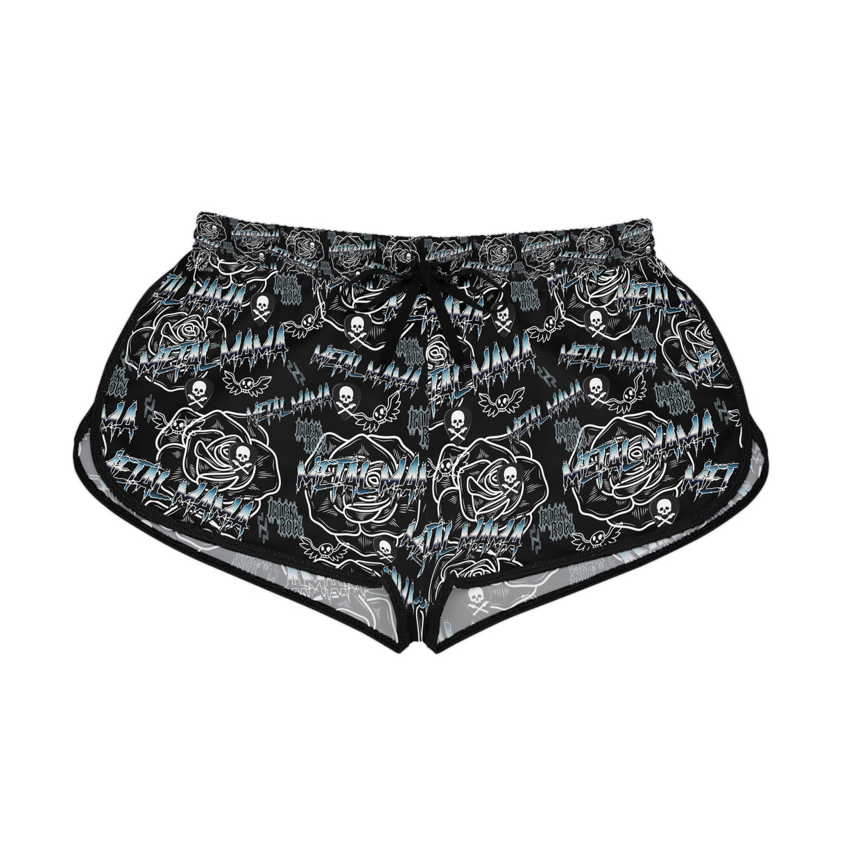 Women's Relaxed Skull Print Shorts - Metal Mama Goth Inspired