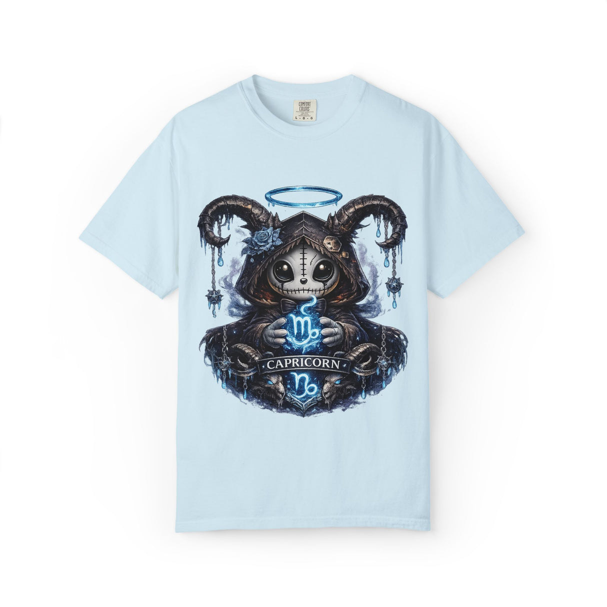 Capricorn Goat Skull Illustration T-shirt | Zodiac Astrology Shirt