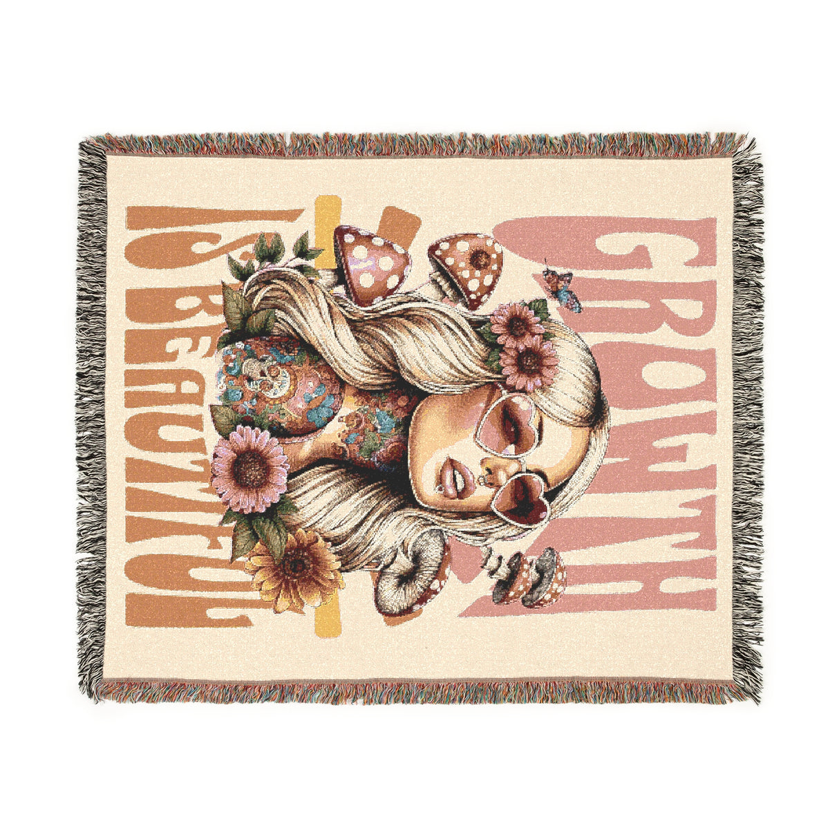 Growth Vibes Woven Blanket | Bohemian Decor for Cozy Living