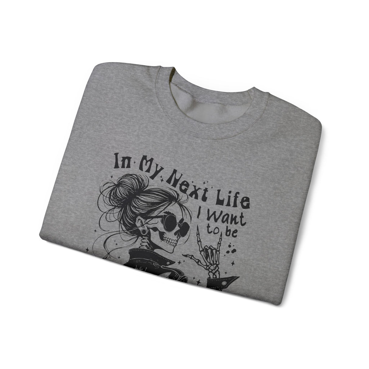 Karma Fairy Skeleton Illustration Crewneck Sweatshirt | Goth Skull Art, Boho Butterfly