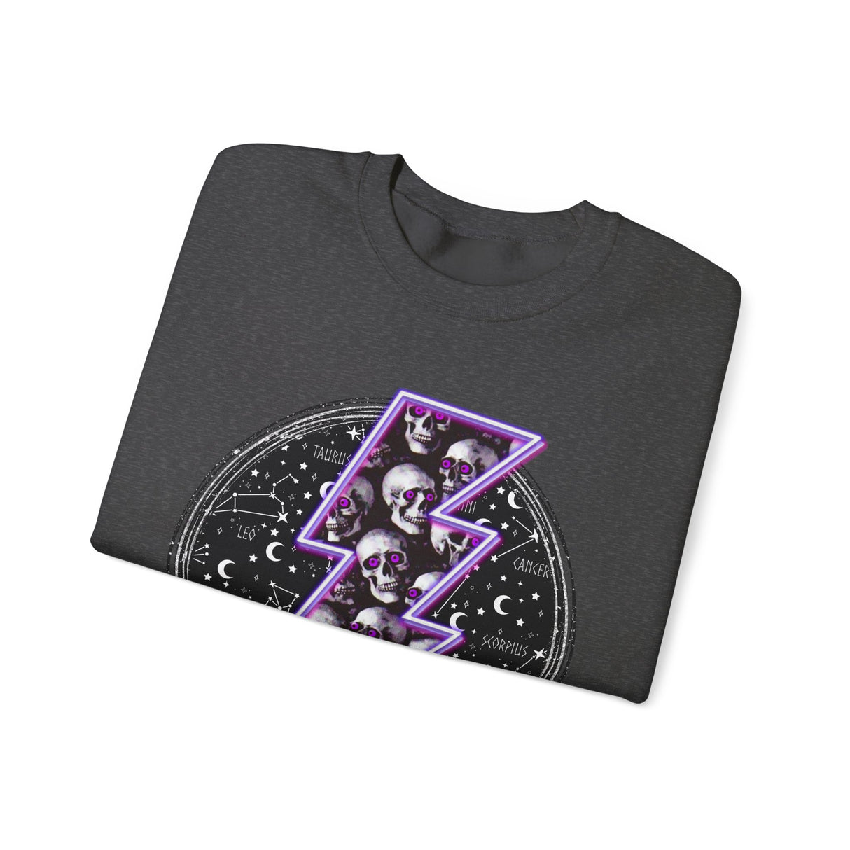 Skull Lightning Bolt Sweatshirt | Gothic Neon Skull Crewneck