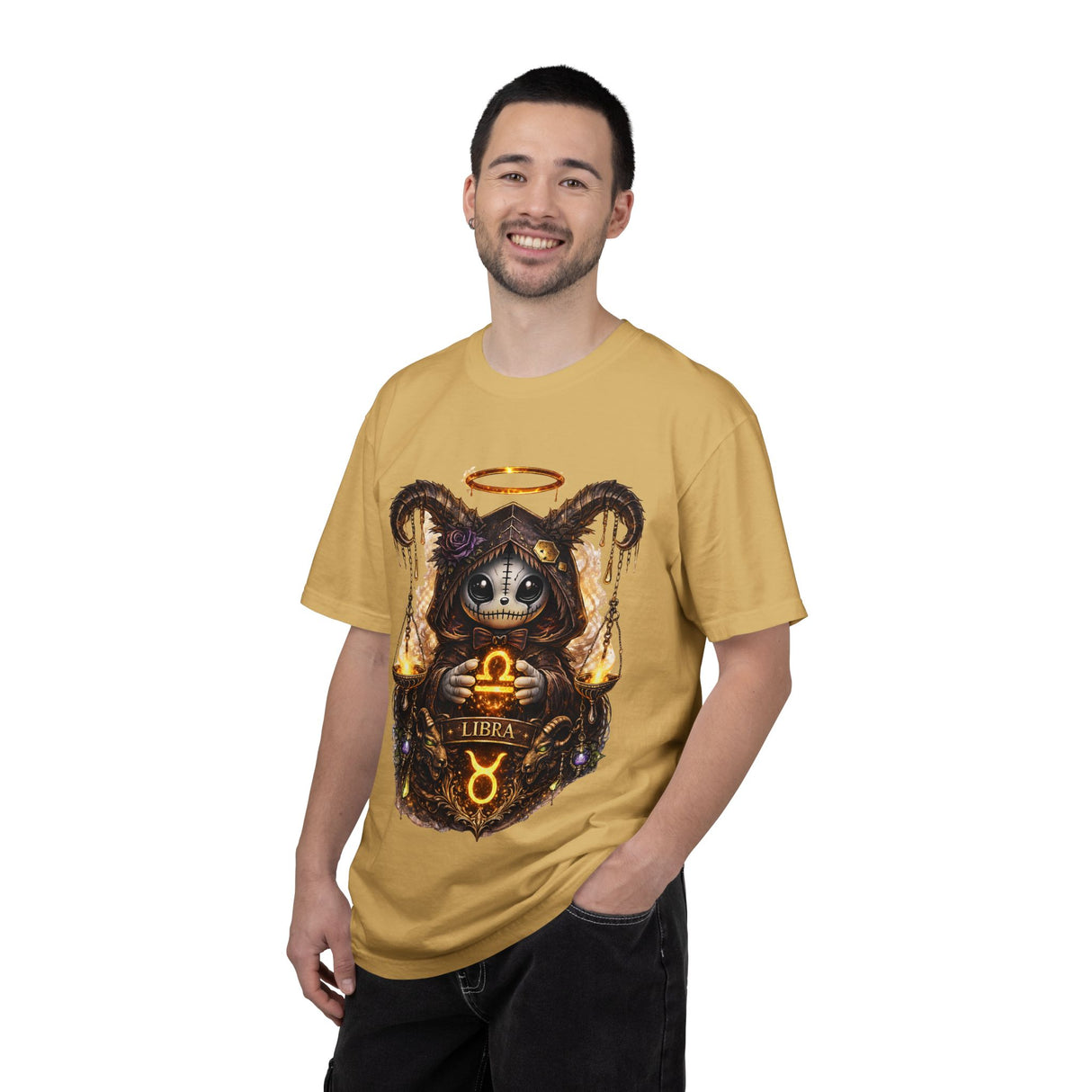 Libra Demon Cat zodiac scales T-Shirt | Astrology spooky occult tee