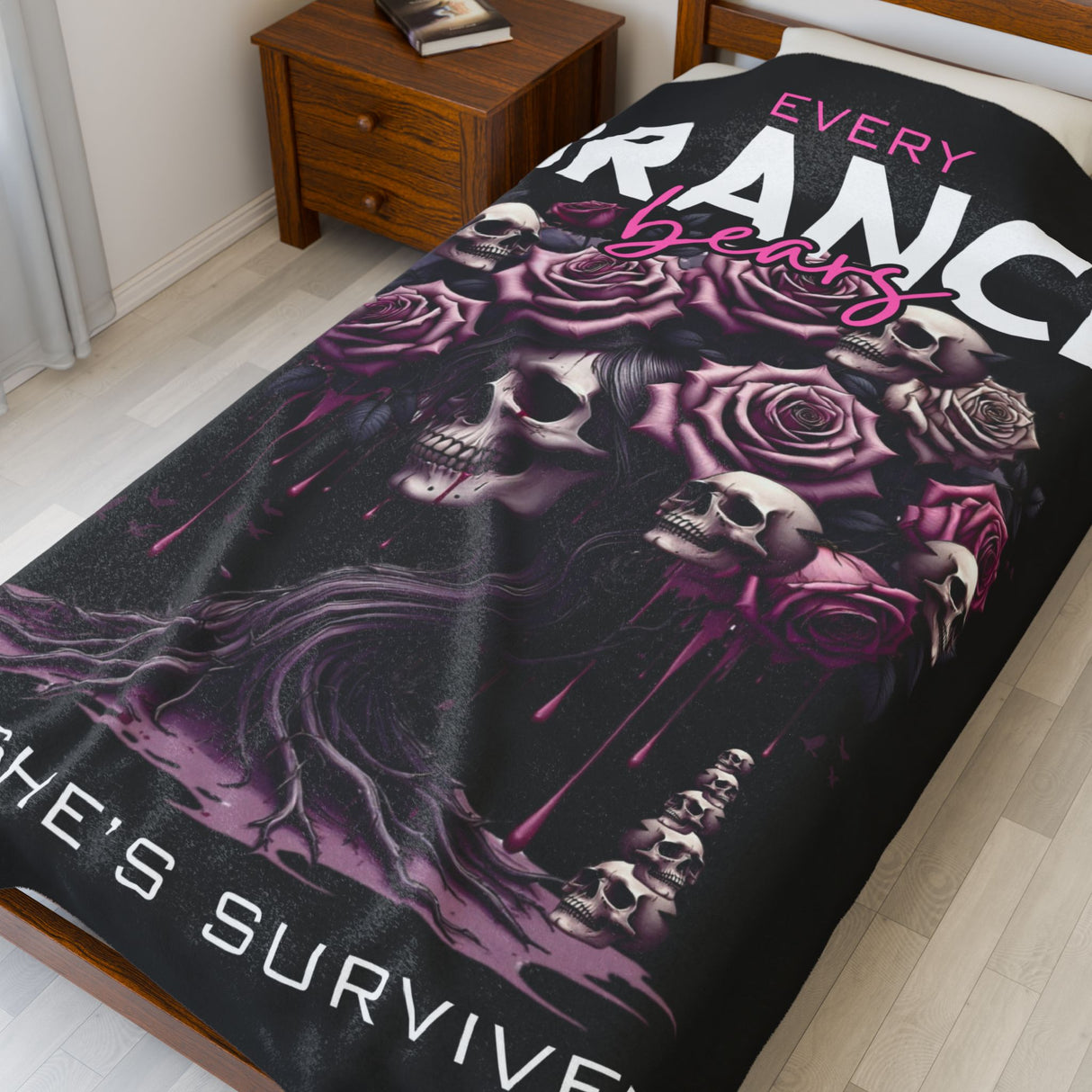 Every Branch Bears What She's Survived Velveteen Plush Blanket - Cozy Gothic Home Decor