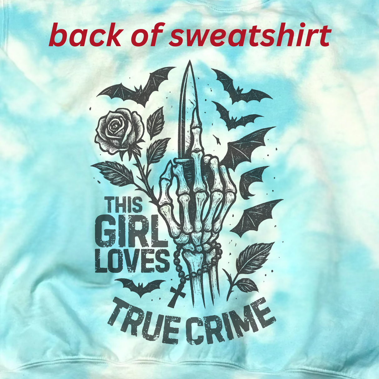 THIS GIRL LOVES TRUE CRIME W/SLEEVE GRAPHICS + OPTIONAL SWEATPANTS TO MATCH