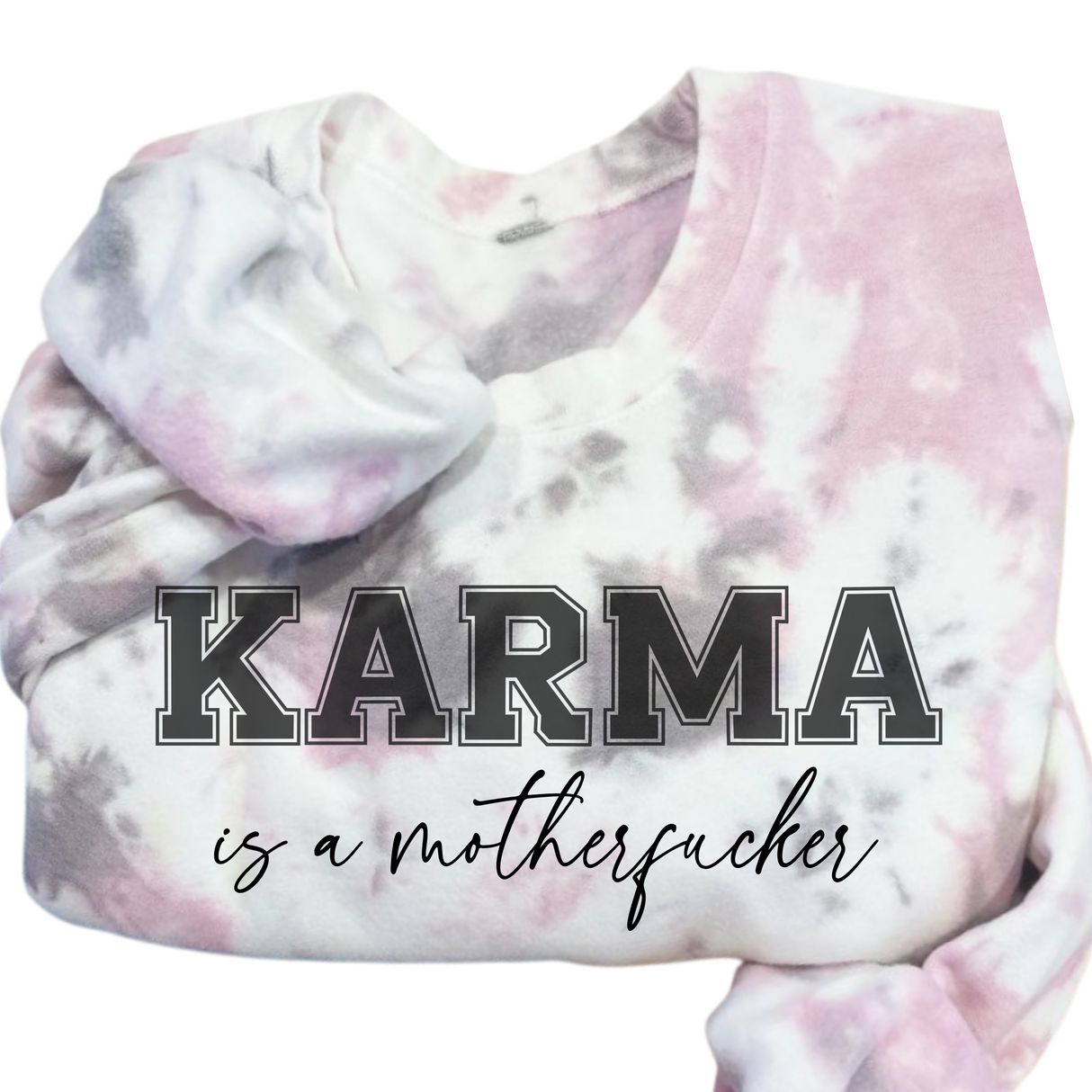 KARMA IS A MOTHERFUCKER PINK & GREY MARBLED & MATCHING JOGGERS