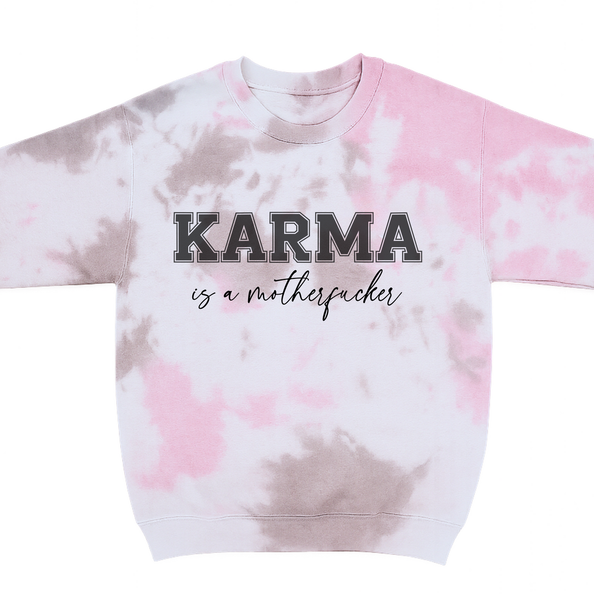 KARMA IS A MOTHERFUCKER PINK & GREY MARBLED & MATCHING JOGGERS