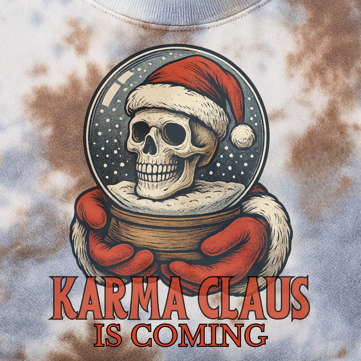 KARMA CLAUS IS COMING BLUE GREY & TAN MARBLED & MATCHING JOGGERS