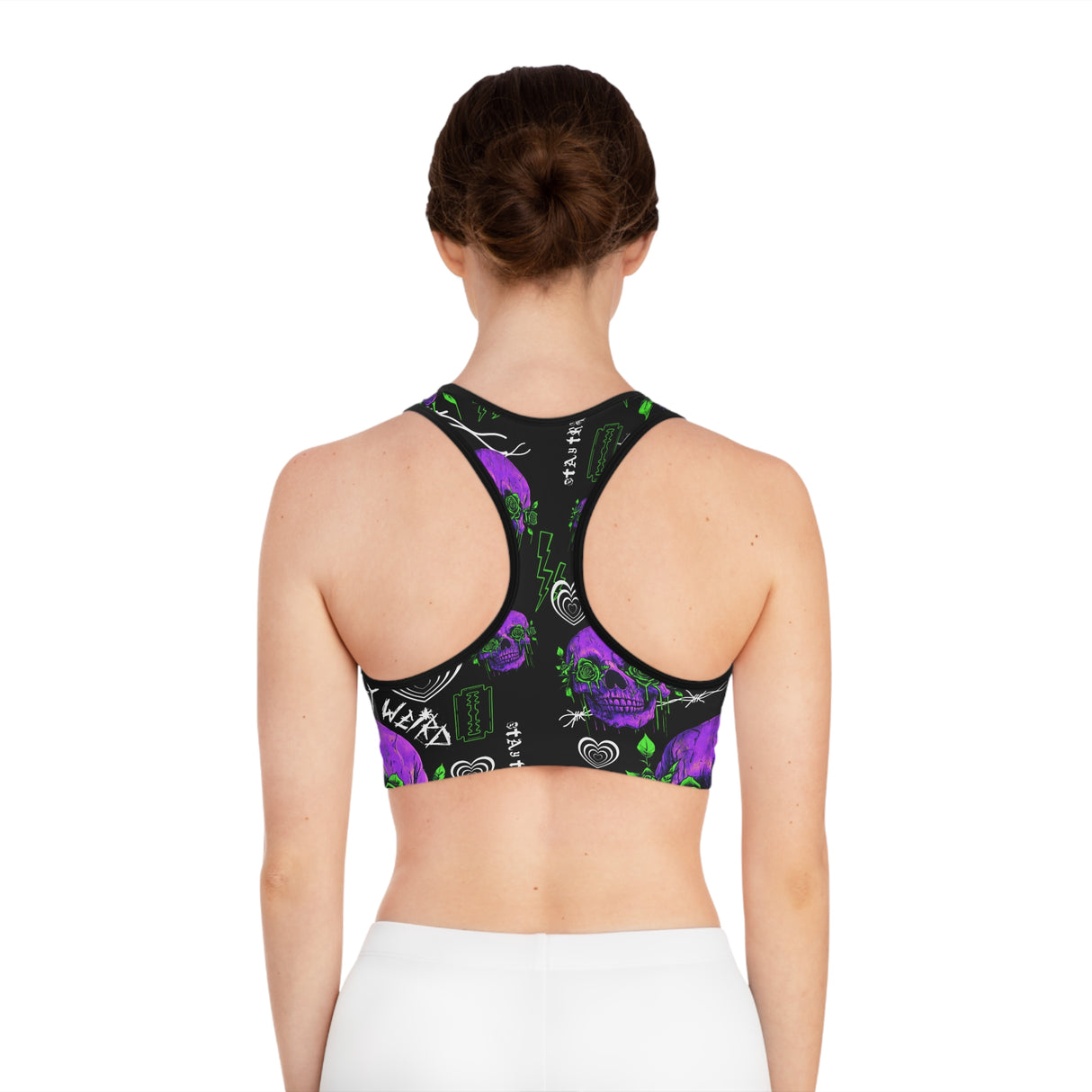 Edgy Skull Sports Bra - Stay Weird Gymwear