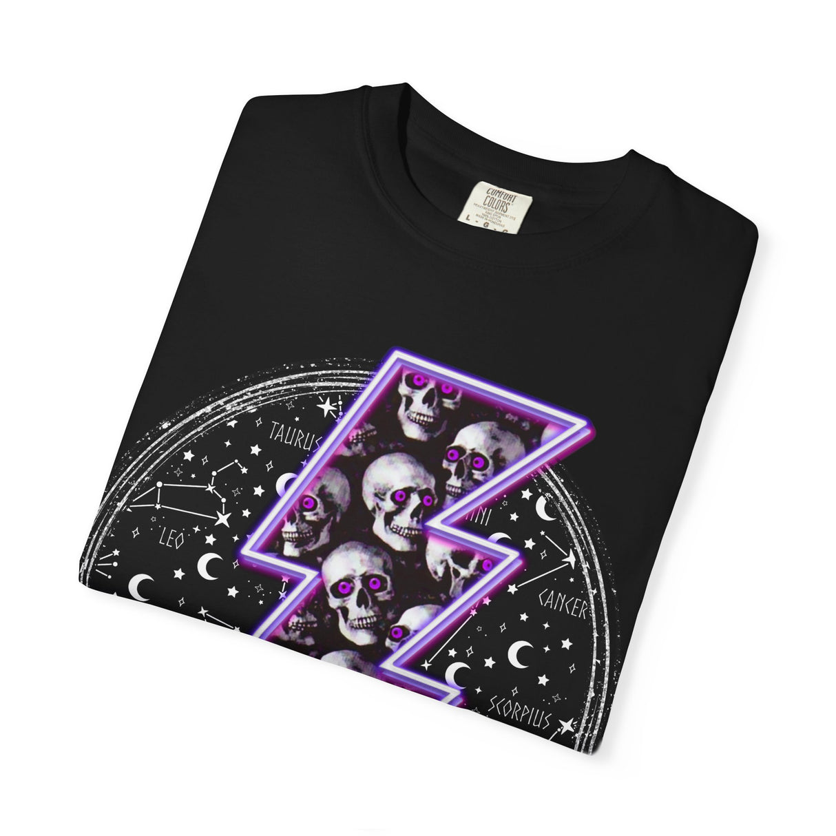 Skull Lightning Bolt T-Shirt | Neon Purple Skull Bolt Tee