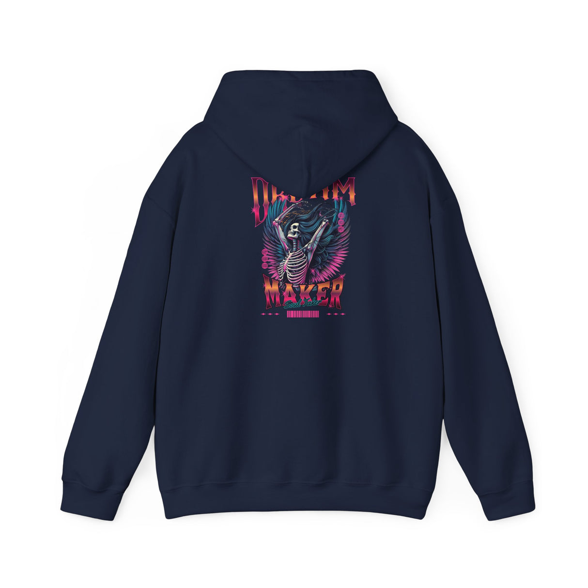 Dream Maker Skeleton Angel Hoodie ON THE BACK OF THE HOODIE | Neon Gothic Wings, Retro Vaporwave