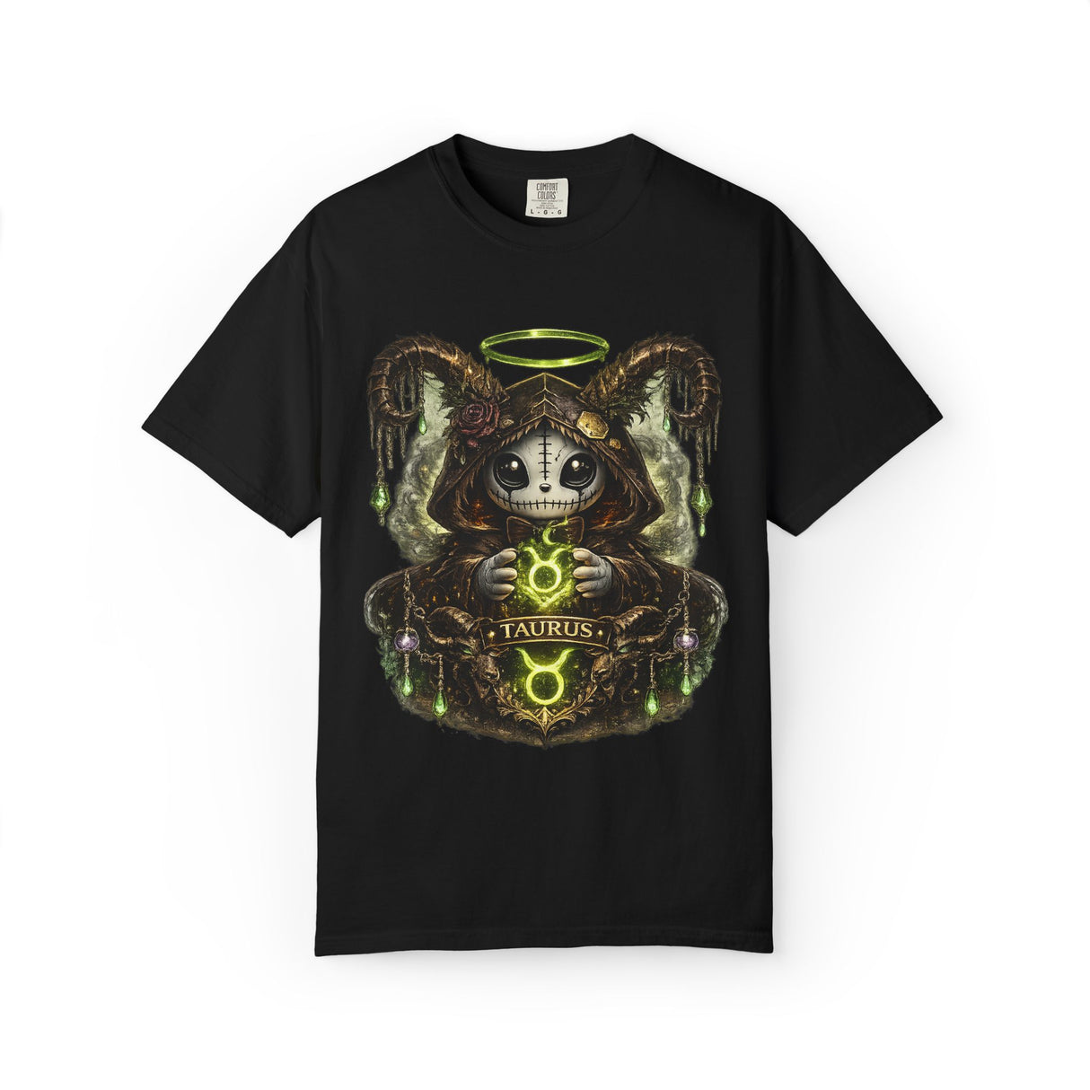 Taurus Ram Headdress Skull T-shirt | Zodiac Astrology Graphic Tee