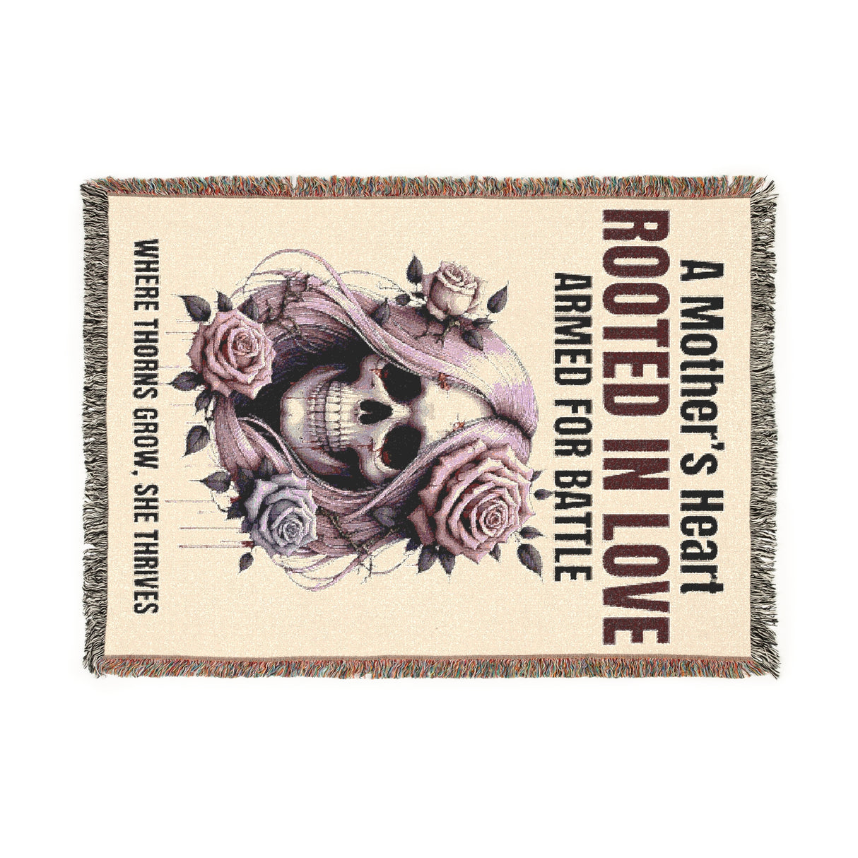 Customizable: A Mother's Heart: Rooted in Love, Armed for Battle, Where Thorns Grow, She Survives Woven Blanket | Bohemian Decor for Cozy Living