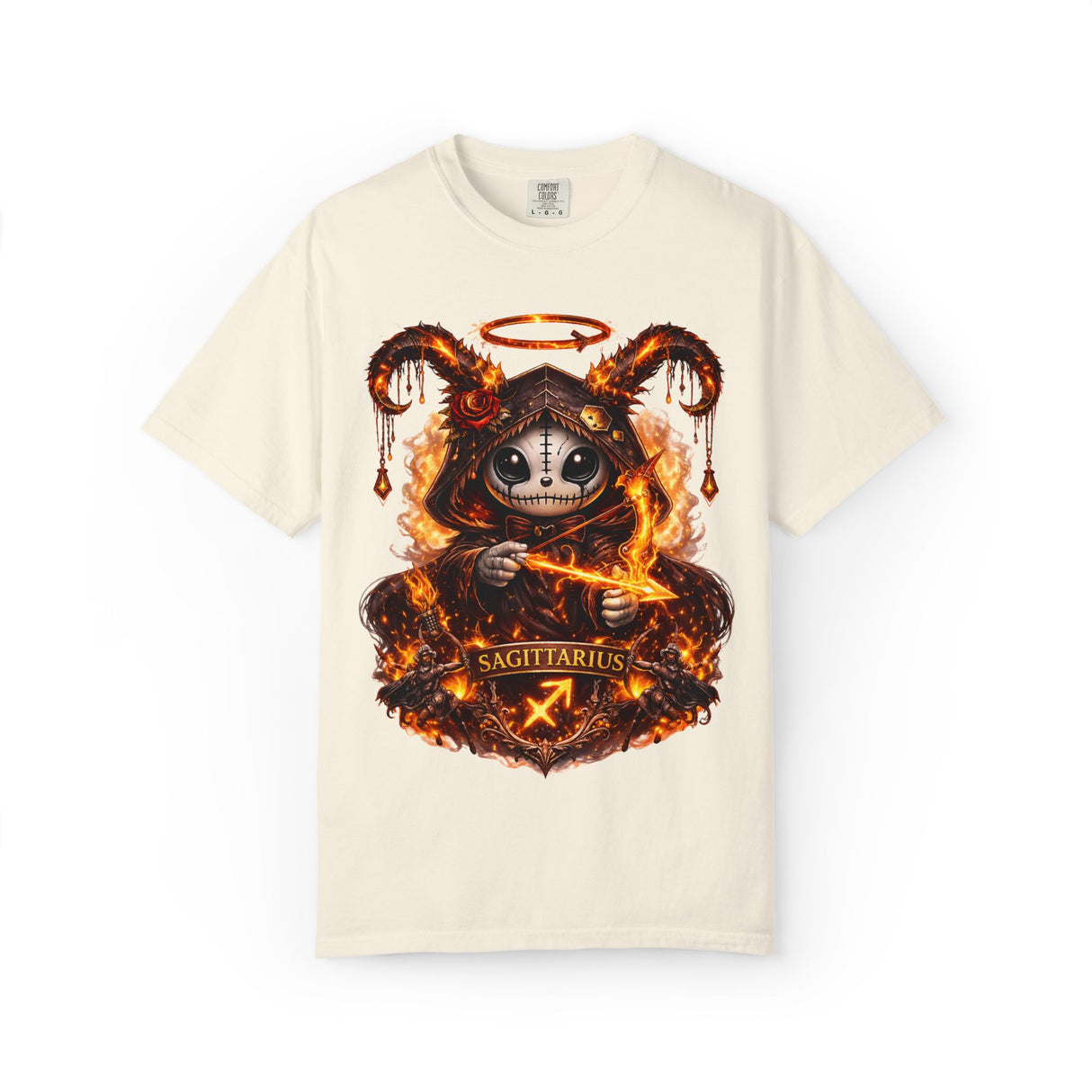 Fiery Sagittarius Skull Archer T-shirt | Zodiac Archer Graphic Tee