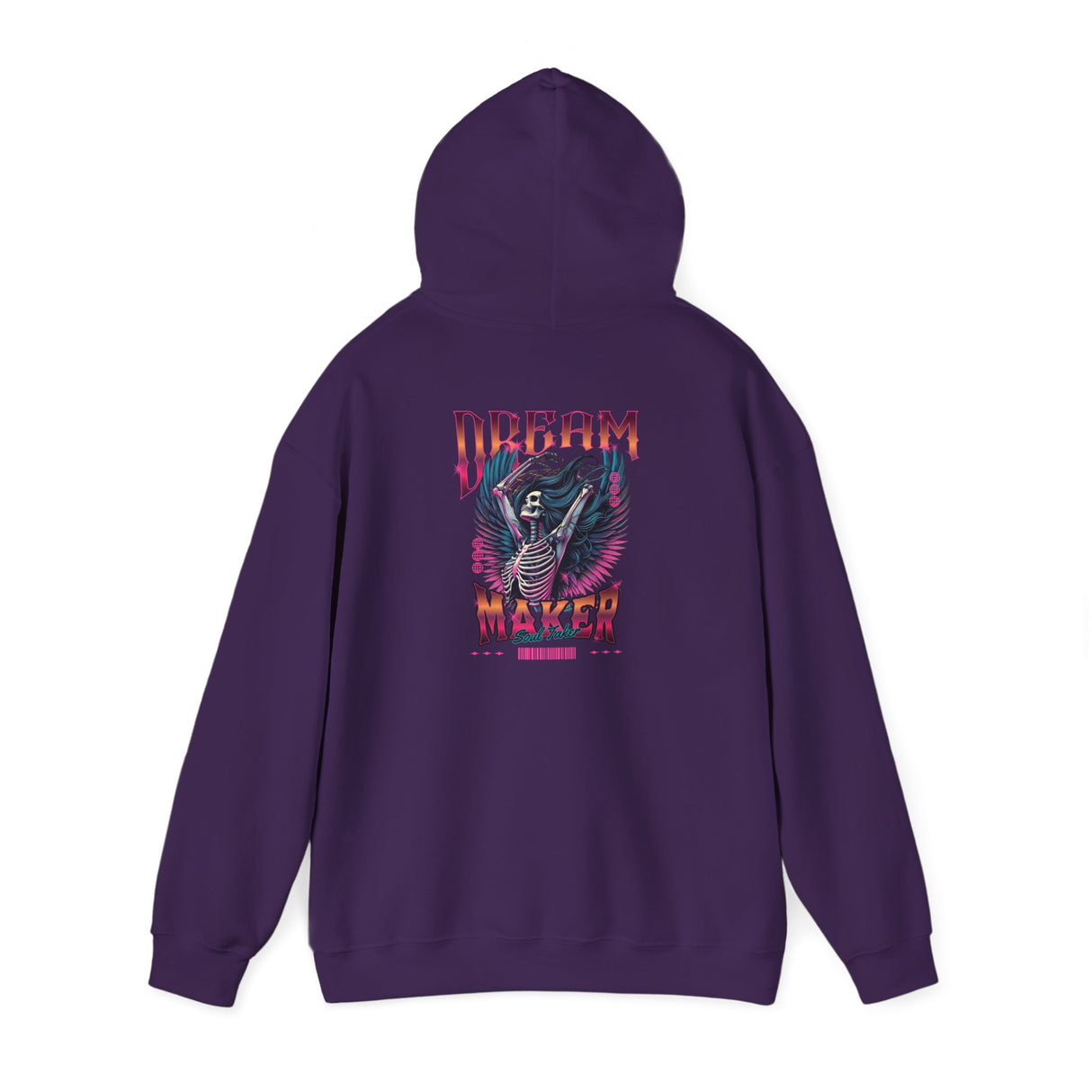 Dream Maker Skeleton Angel Hoodie ON THE BACK OF THE HOODIE | Neon Gothic Wings, Retro Vaporwave