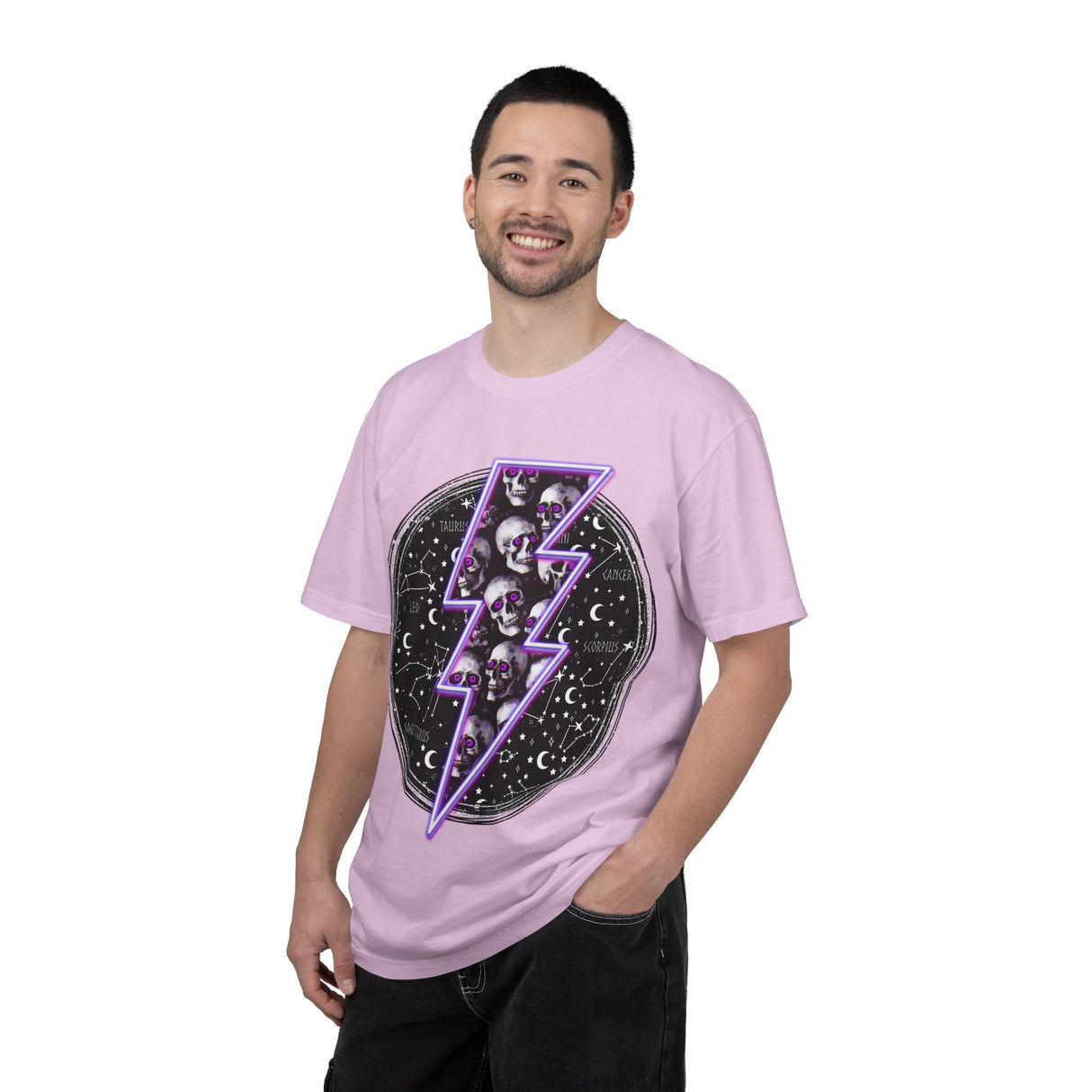 Skull Lightning Bolt T-Shirt | Neon Purple Skull Bolt Tee