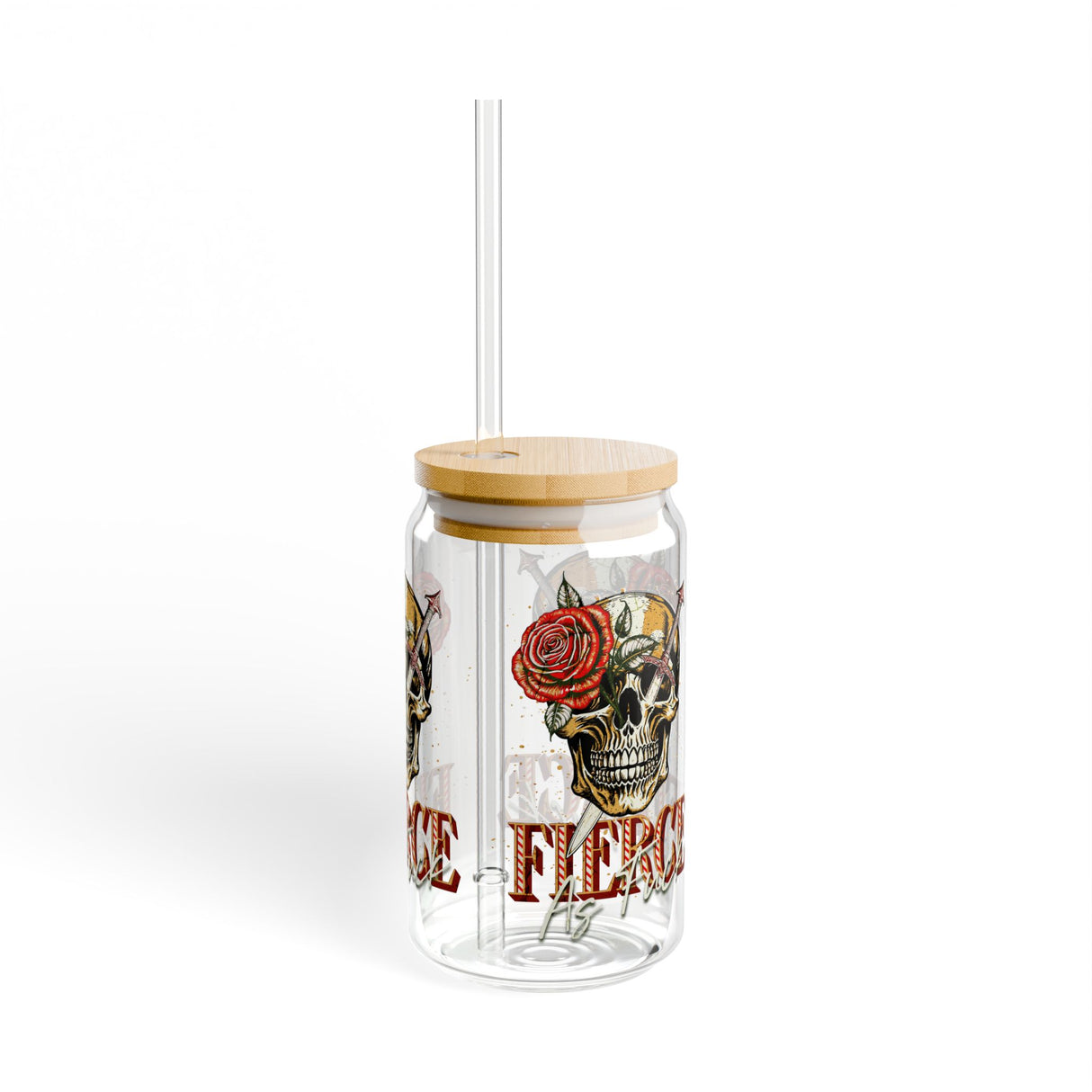 FIERCE AS F&CK - Sipper Glass - 16oz with Tattoo-Inspired Design
