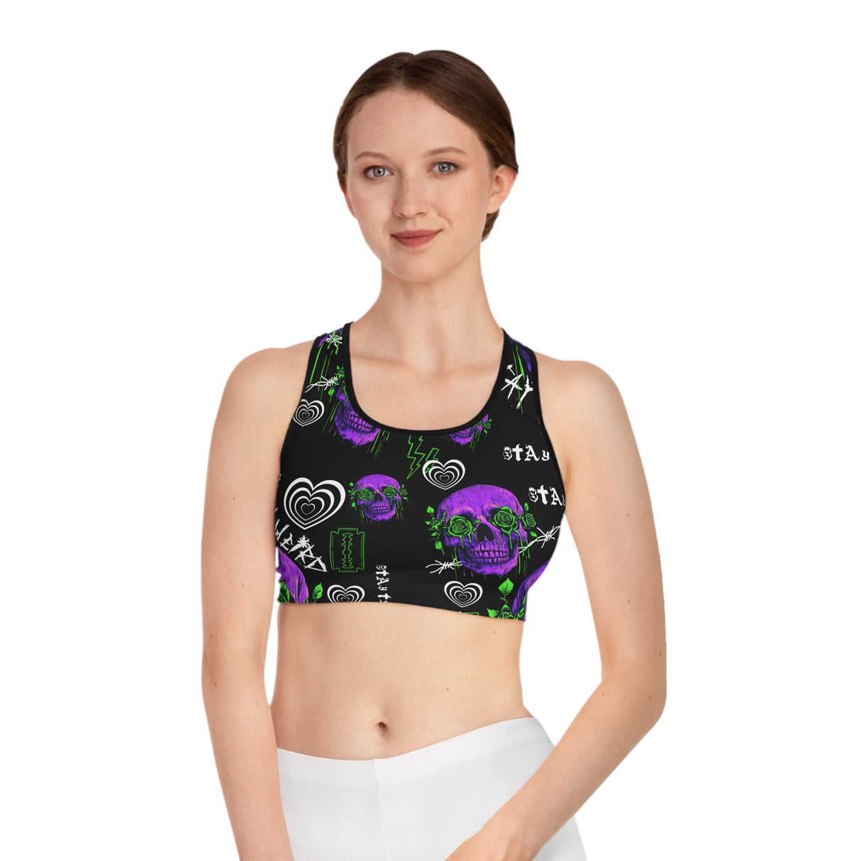 Edgy Skull Sports Bra - Stay Weird Gymwear