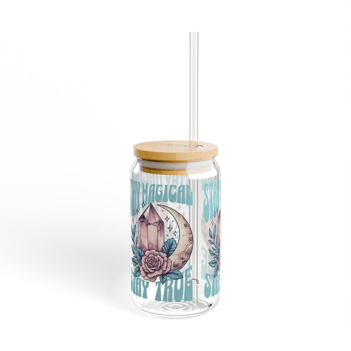 STAY MAGICAL, STAY TRUE - CRYSTALS VIBE - Sipper Glass - 16oz with Tattoo-Inspired Design