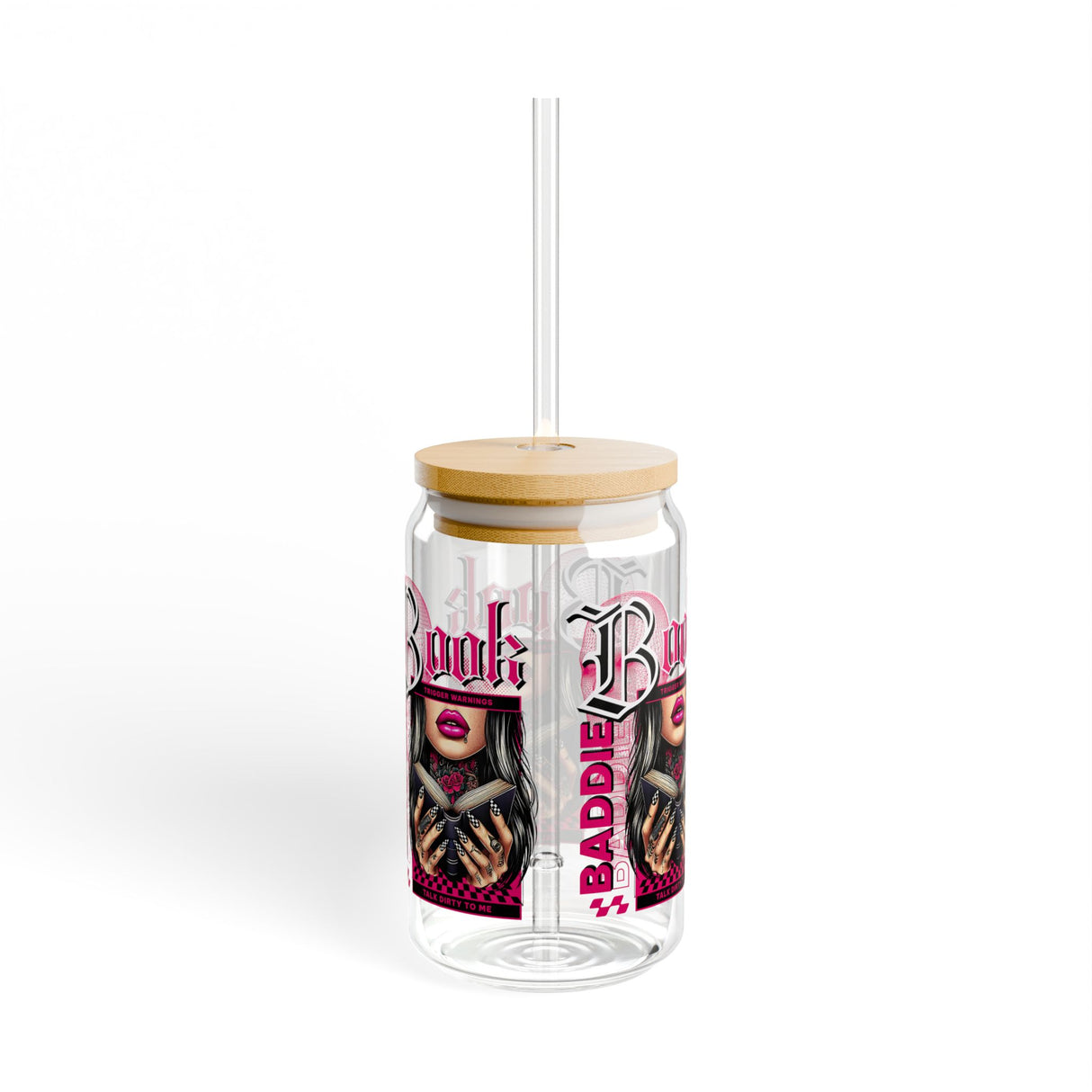 BOOK BADDIE - BOOK LOVERS - Sipper Glass - 16oz with Tattoo-Inspired Design