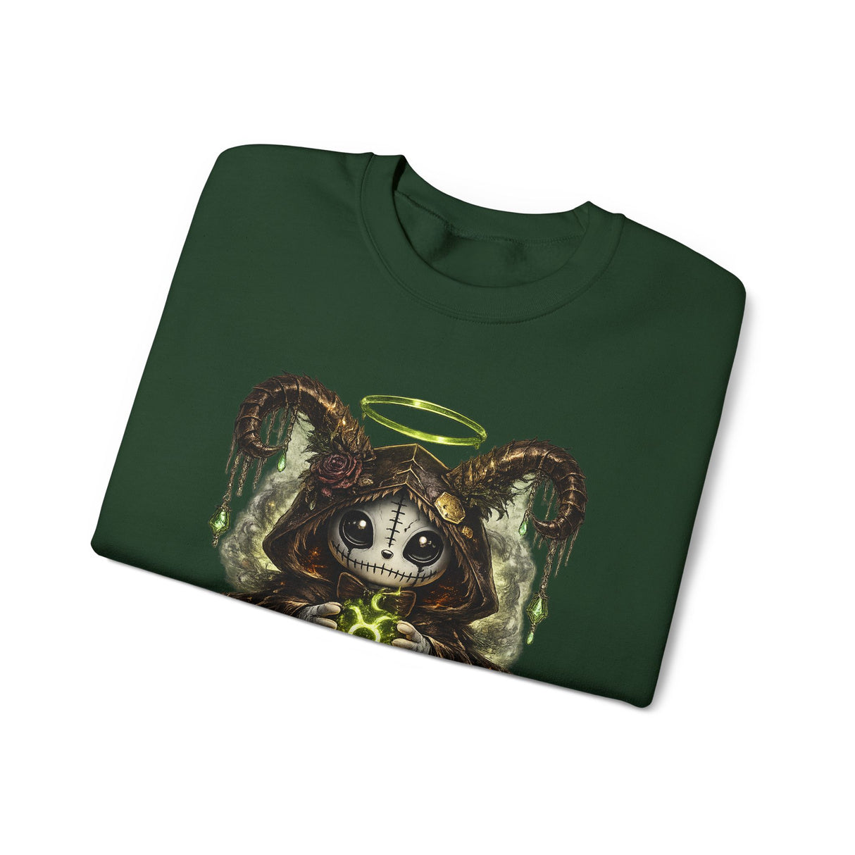 Taurus Dark Cute Goat Spirit Illustration Sweatshirt | Occult, Neon Green Zodiac
