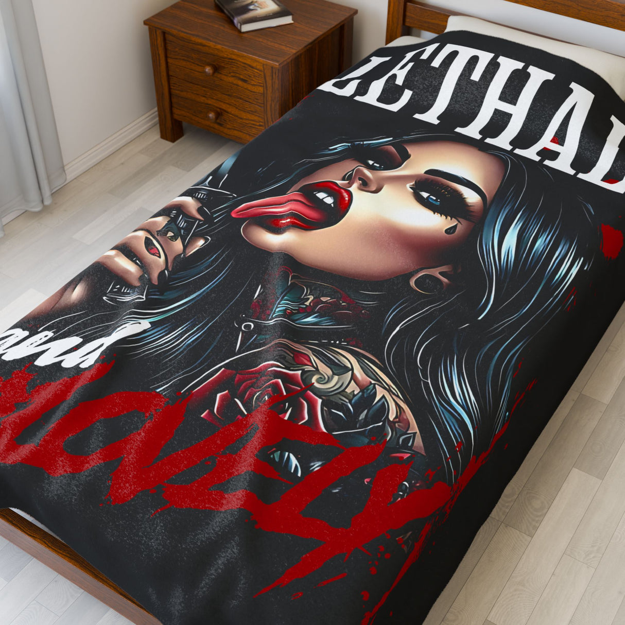 Lethal & Lovely Velveteen Plush Blanket - Cozy Gothic Home Decor