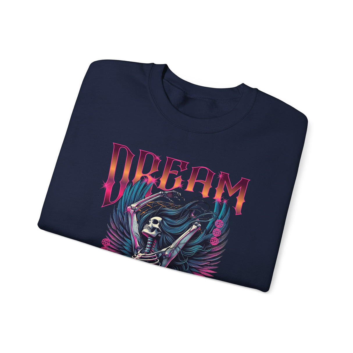 Dream Maker Skeleton with Wings Crewneck Sweatshirt | Gothic Rock Graphic