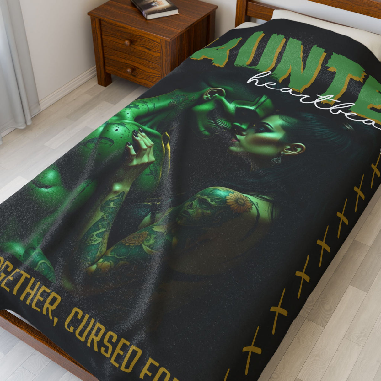 Haunted Heartbeats, Stitched Together Cursed for Life Velveteen Plush Blanket