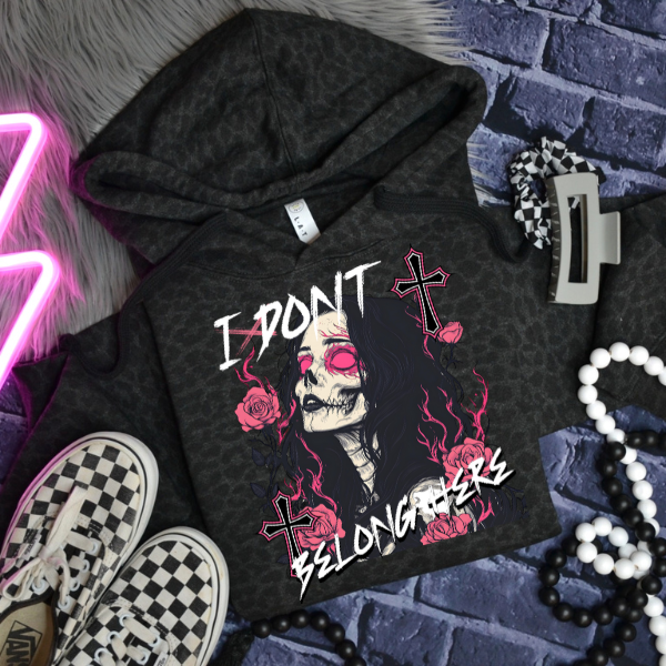 I Don't Belong Here Leopard Black TShirt, or Hoodie