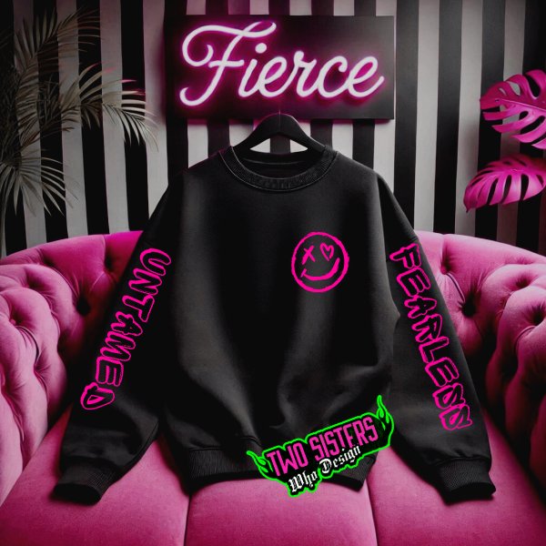 ***COMPLETE SET***Untamed & Fearless Black Sweatshirt (WITH NO BACK GRAPHIC) + "Fierce" Black Sweatpants