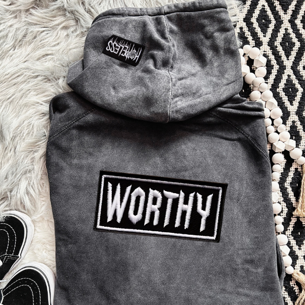 ***EXCLUSIVE***Healing Era & Other Mental Health Faux Patches Black Mineral Wash Hoodie