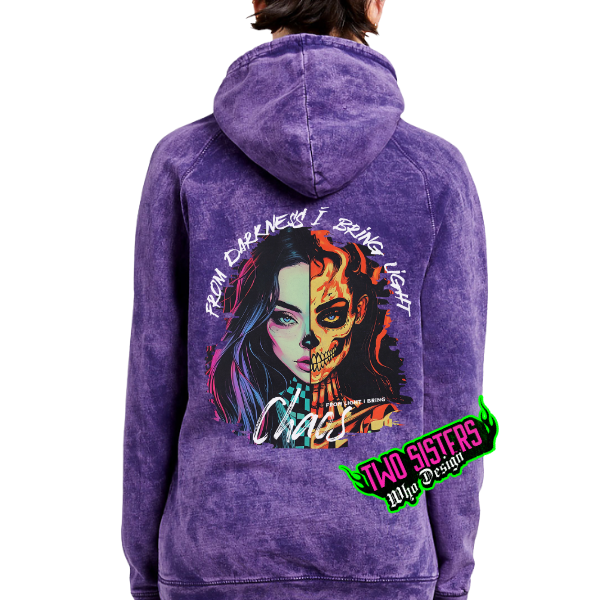 ***EXCLUSIVE***From Darkness I Bring Light, From Light I Bring Chaos Purple Mineral Wash Hoodie