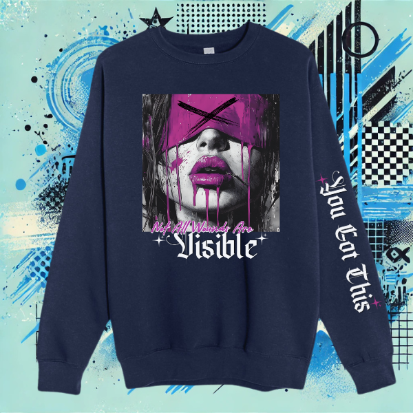 ***BUY INDIVIDUALLY******EXCLUSIVE***Not All Wounds Are Visible Navy Crewneck, Zip Up Hoodie + You've Got This Navy Sweatpants