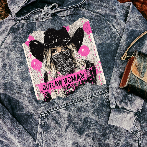 Outlaw Woman Western Vibes Vintage Cloud Black TShirt or Hoodie