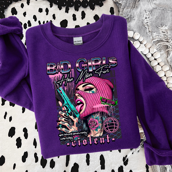 BAD GIRLS HAVE MORE FUN Black or Purple Tee/Hoodie β Second Amendment Style