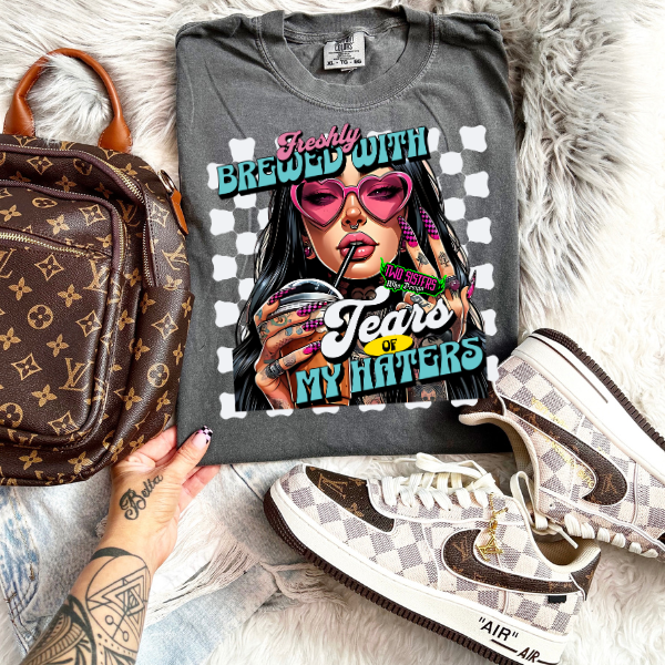 ***EXCLUSIVE***Freshly Brewed with Tears of My Haters" Skeleton Tee/Sweatshirt " Skeleton Tee/Sweatshirt
