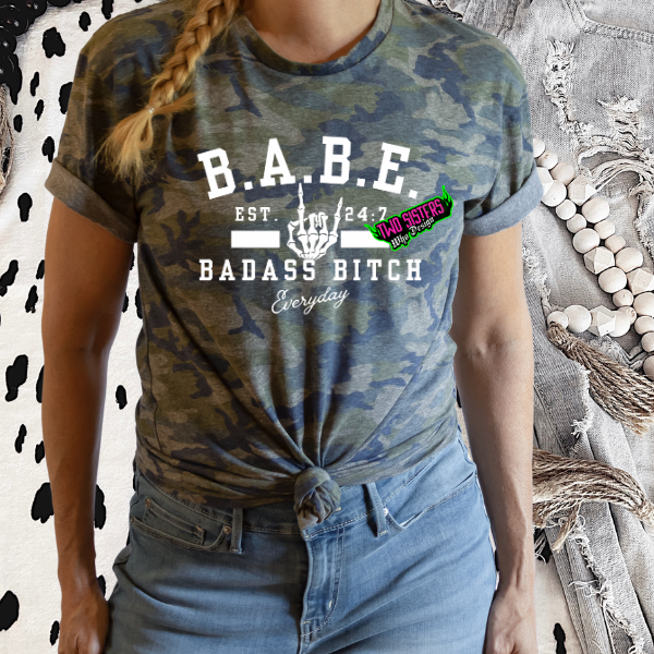 ***NEW COLOR*** Boss Babe 24/7 | Badass Bitch Camo Tee/Hoodie