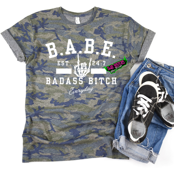 ***NEW COLOR*** Boss Babe 24/7 | Badass Bitch Camo Tee/Hoodie