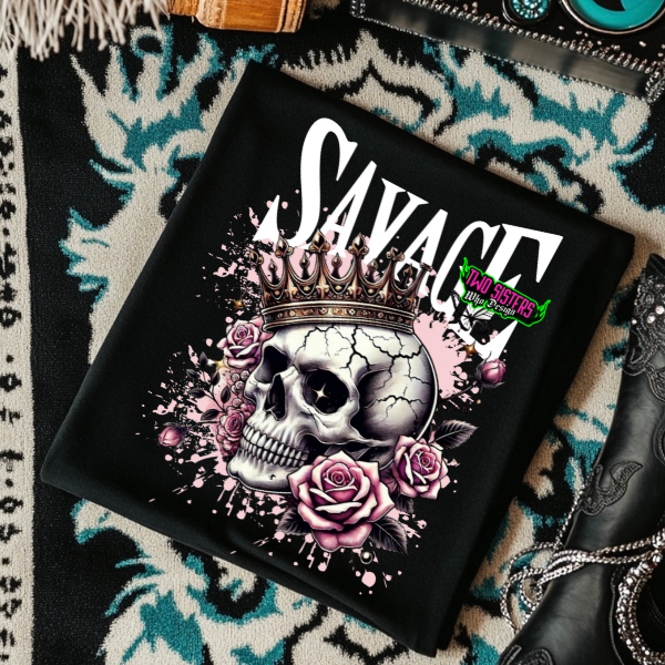 Savage Skull Crown & Roses T-Shirt โ Rule the Darkness