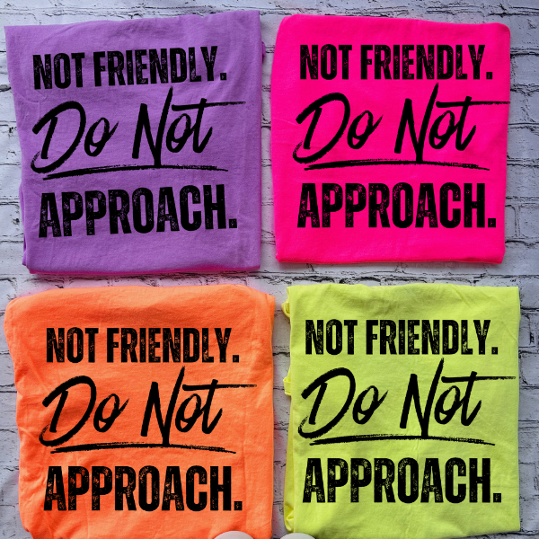 Not Friendly, Do Not Approach – Neon Comfort Colors Tee