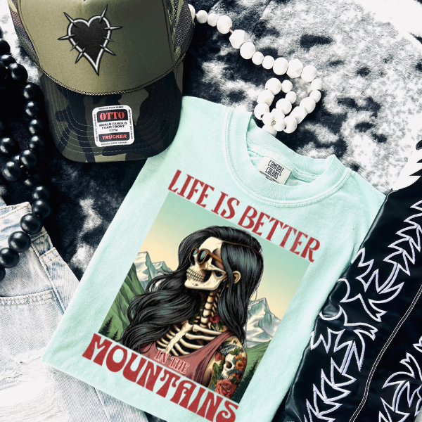 ***BUY INDIVIDUALLY**Life is Better in the Mountains w/Optional Hat & Optional Shorts