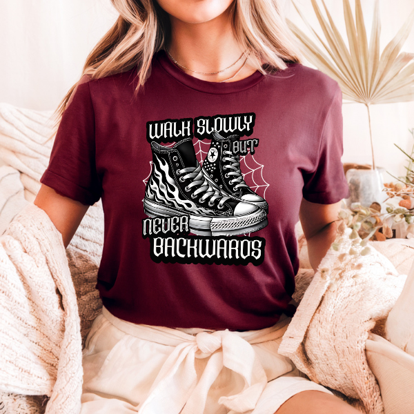 Walk Slowly But Never Backwards - Lane Seven Burgundy Tee