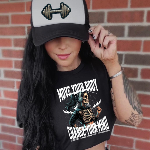 Move Your Body, Change Your Mind - Black TShirt or Cropped TShirt