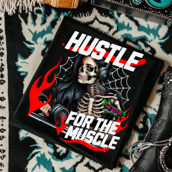 Hustle for the Muscle - Black TShirt or Cropped TShirt