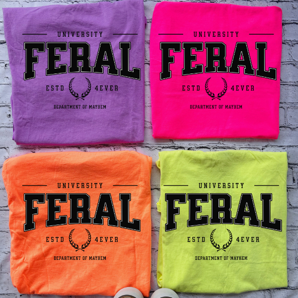 Feral University, Department of Mayhem โ Neon Comfort Colors Tee